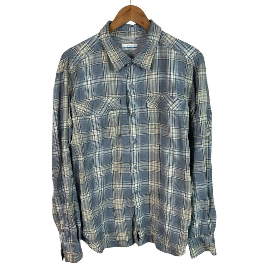BF1490 Men’s Columbia Omni Shade Sun Protection Plaid Performance Shirt L